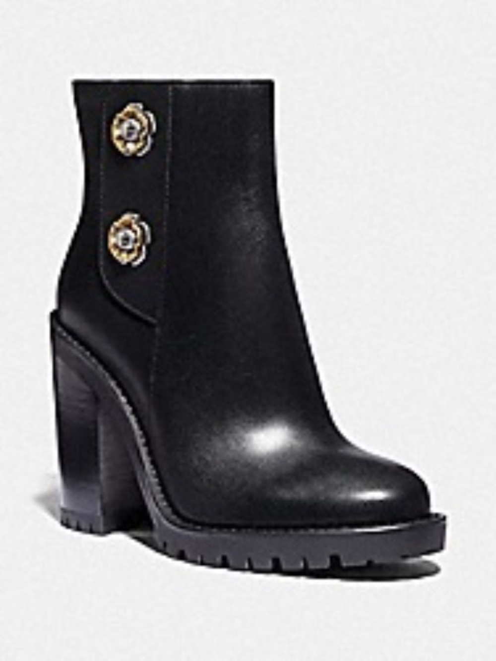 Women’s Coach Hana Lug Sole Real Leather Heeled Winter Ankle Bootie